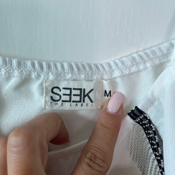 Seek The Label White Beaded Fringe Cami Top – Size M - Picture 6 of 8